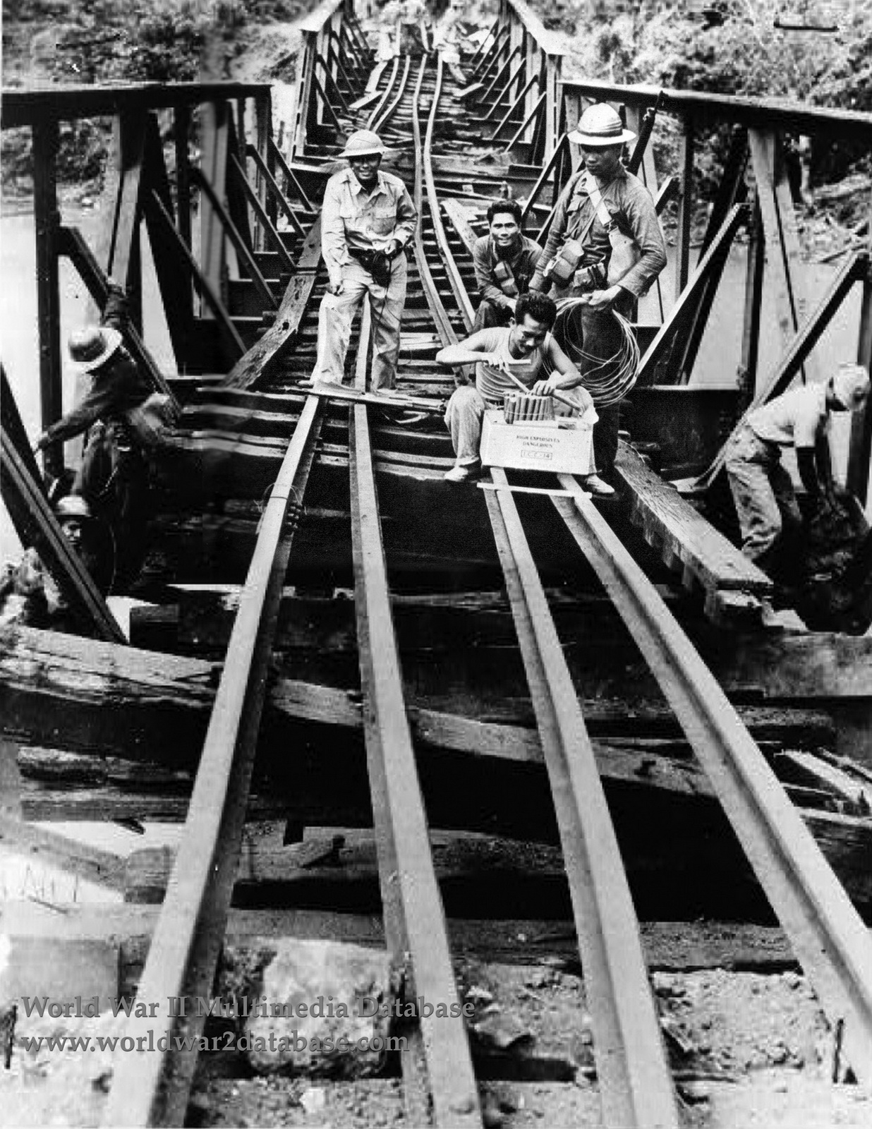 14th Engineers (Philippine Scouts) Wire Railroad Bridge For Demolition