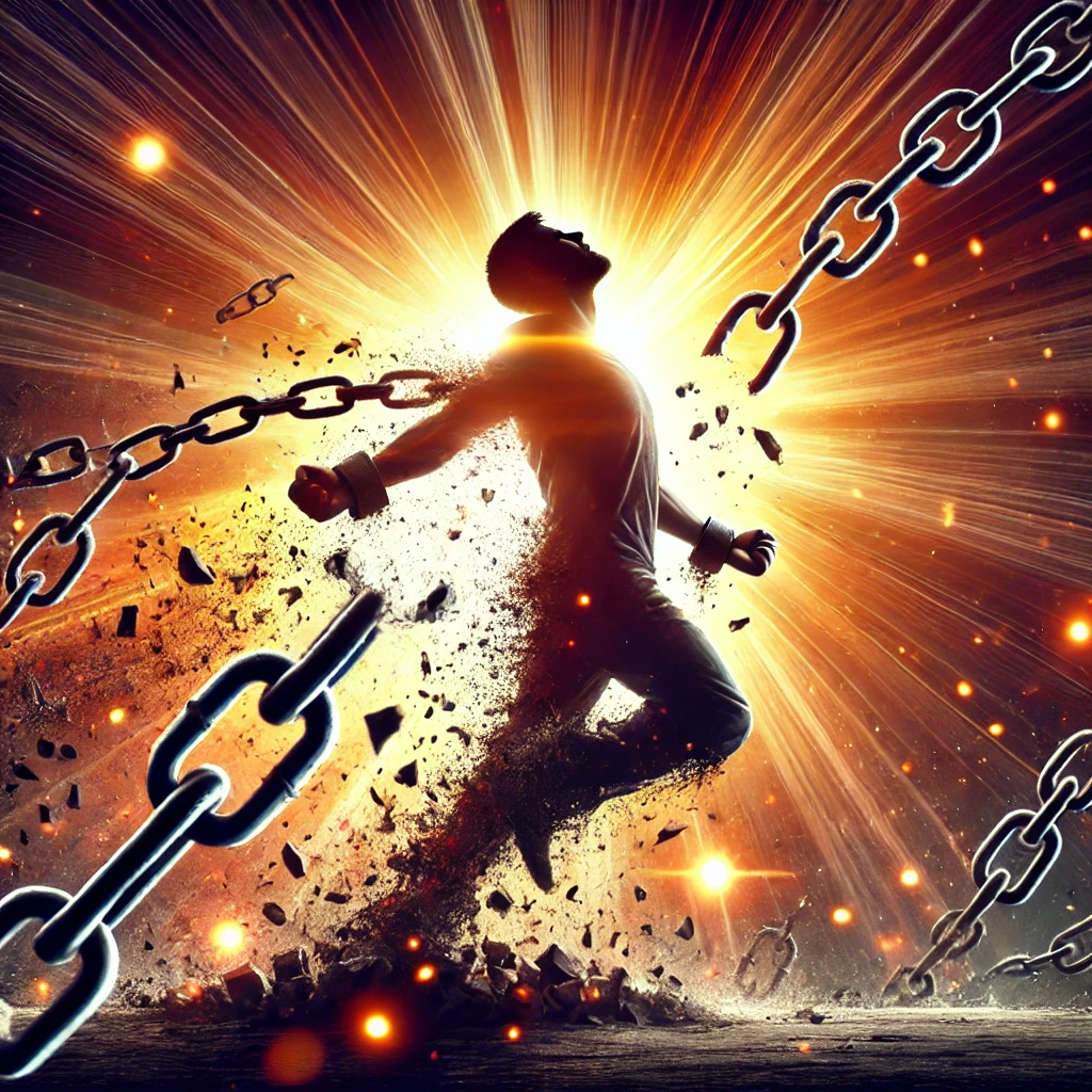 Symbolic image of breaking chains, representing spiritual freedom and deliverance.